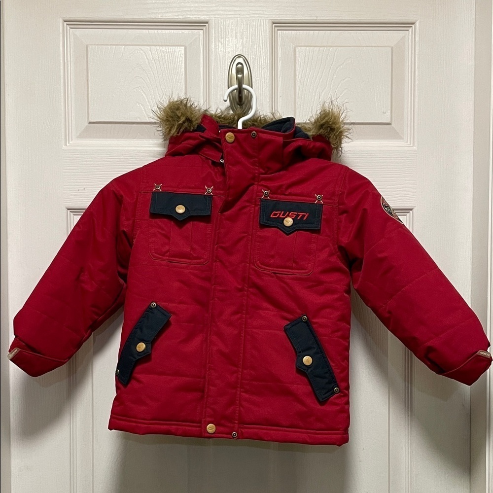 GUSTI | Kids | Red | Faux Fur Hooded | Winter Jacket | Size 4